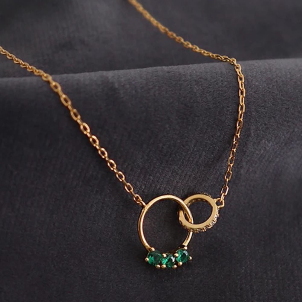 ⚡️Insta green zircon double circle necklace - Picture 2 of 5